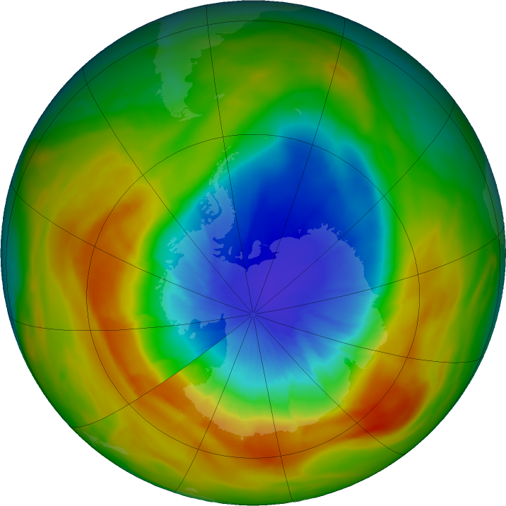 Antarctic ozone map for 23 September 2019